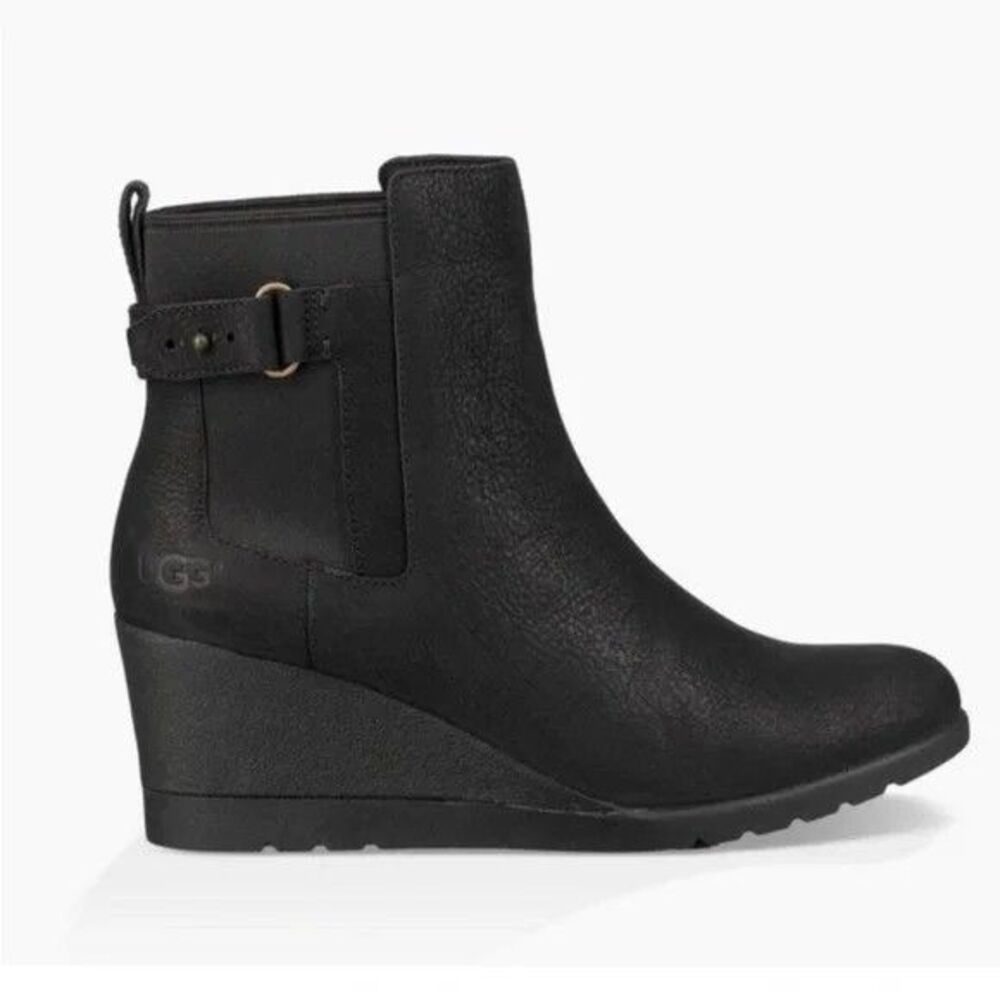 UGG Australia Indra In Black Waterproof Wedge Booties 1017423 US 10/ UK8.5/EU 41